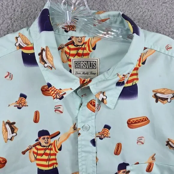 RSVLTS Men's Great Hambino The Sandlot Button Up Short Sleeve Shirt Size XL - Picture 2 of 14